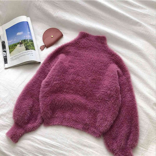 

women's sweaters hokiju korean soft solid loose turtleneck sweater in winter fros, White;black