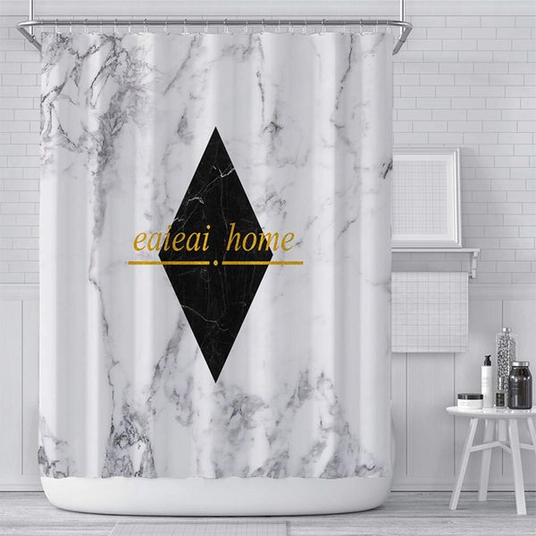 

marble shower curtains for bathroom, modern minimalist white fabric bathroom curtains shower set with hooks waterproof washable