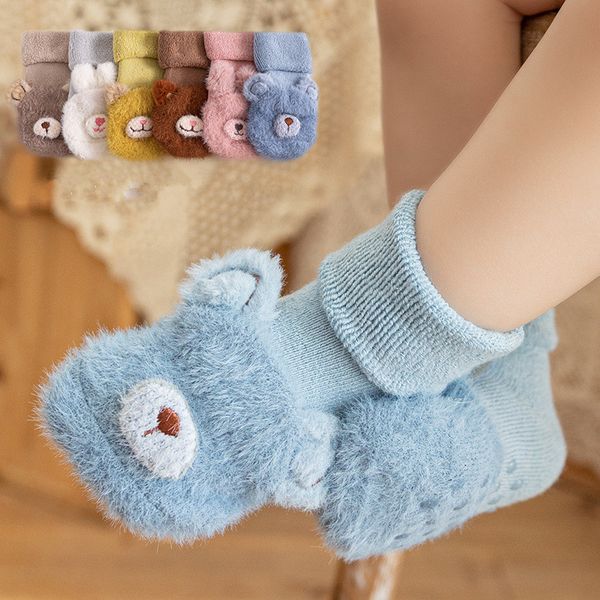 

baby shoes socks cotton 3d cartoon anti-skid toddler infant terry stocking knit hose newborn girl boy stockings cute animal warm, Pink;yellow