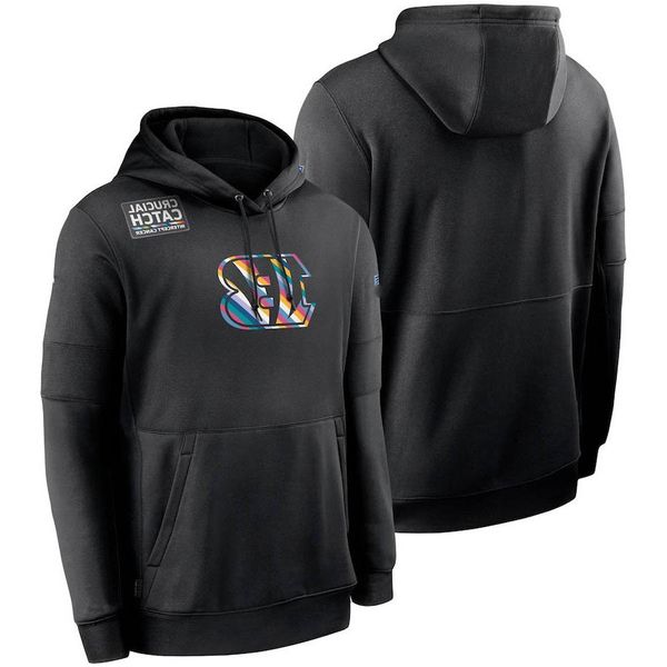 

2020 cincinnatibengalsmen women kid crucial catch sideline performance pullover football hoodie black, Black;red