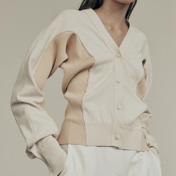 

women's knits & tees 2021 autumn and winter v-neck temperament commuter sweater short jacket, White