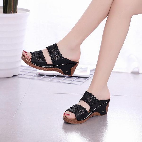 

slippers comemore women's sandals 2021 women shoe platform summer shoes flip-flops sabot wedges woman rubber comfortable, Black