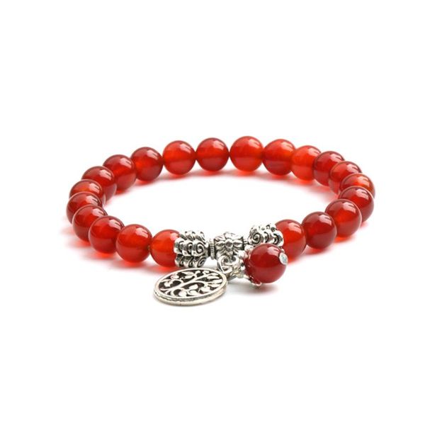 

beaded, strands fashion product tree of life pendant carnelian stone bracelet female couple energy, Black
