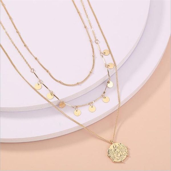 

fashion multilayer thick chain exaggerate coin necklace for women jewelry gifts accessories chains, Silver