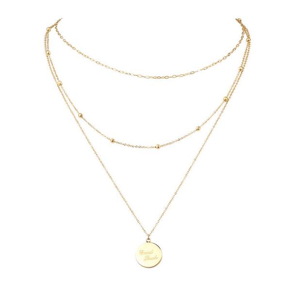 

pendant necklaces layering for women satellite chain and disc necklace, Silver