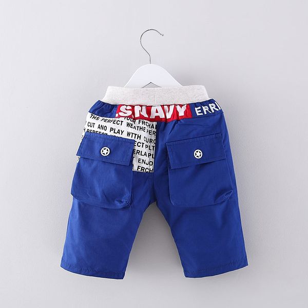 

2021 summer casual 3-12t years handsome childrens birthday letter patchwork cotton kids teenage boy knee-length pants capris, Blue