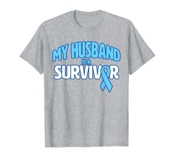 

my husband is a survivor - prostate cancer awareness t-shirt, White;black