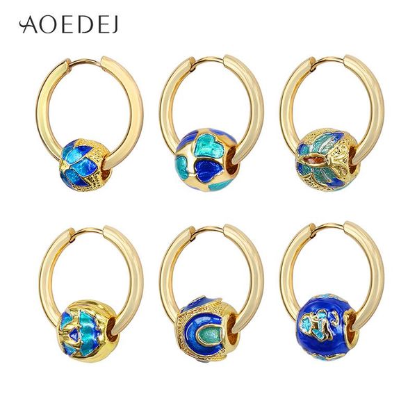 

stainless steel earrings for women men hoop butterfly small gold color round aros pendientes charm, Golden