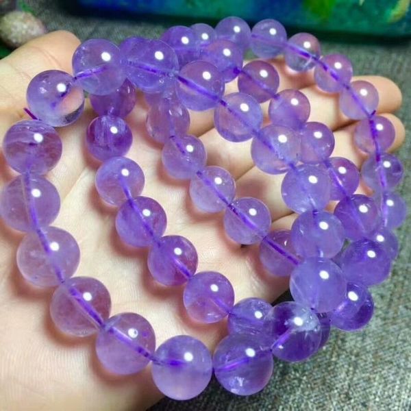 

beaded, strands natural crystal quartz purple bracelet 11.5-10.5mm, Black