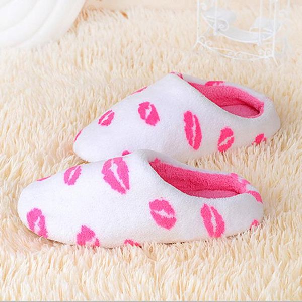 

slippers soft base. suede autumn and winter cotton home cartoon cow lips pattern closed toe supple mute, Black
