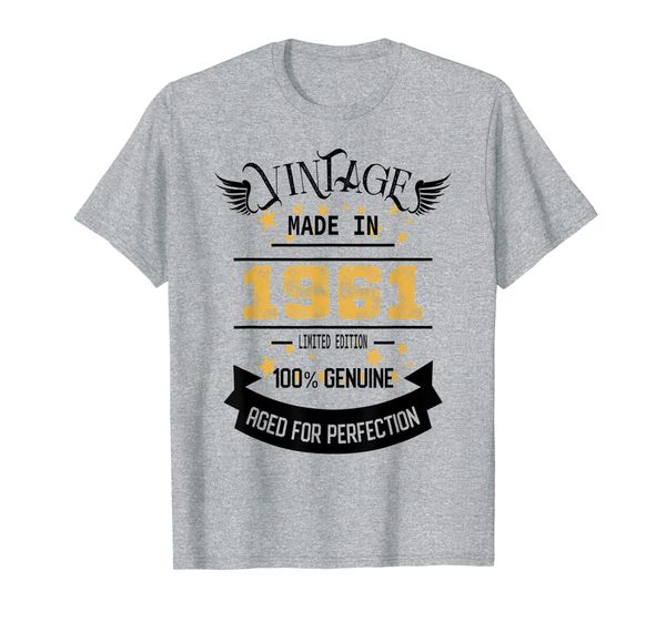 

vintage made in 1961 t-shirt funny 58th birthday gift, White;black