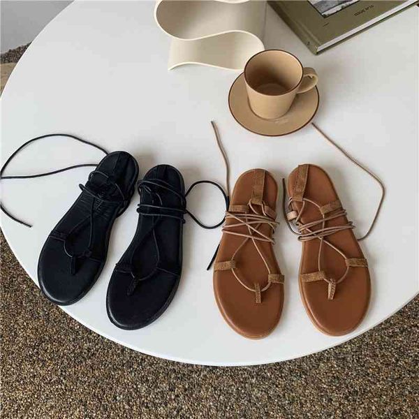 

roman strappy sandals women, summer flats for 2021, Black