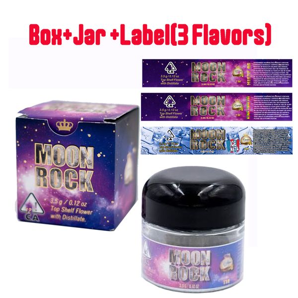

3.5 grams moonrock glass jar +box shelf flower with distillate glass jar packagings misty og king cavi og ice wata moonrock jars