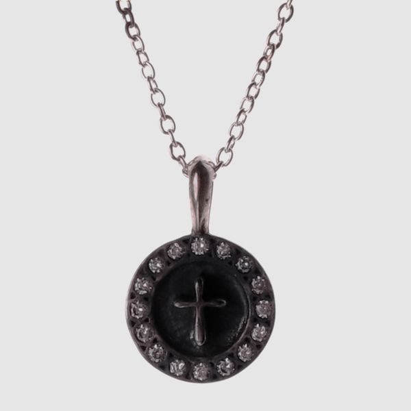 

amorita boutique 925silver small cross with cz pendant necklace 210506, Silver