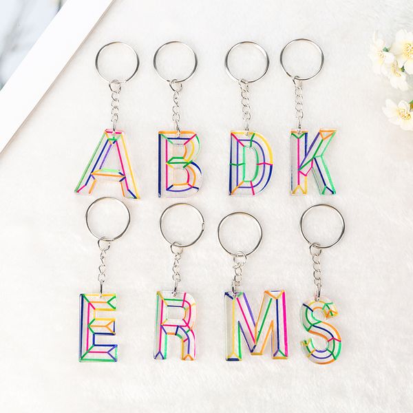 

Women Keychains 26 Acrylic Rainbow Words Handbag English Letter Keyring Charms