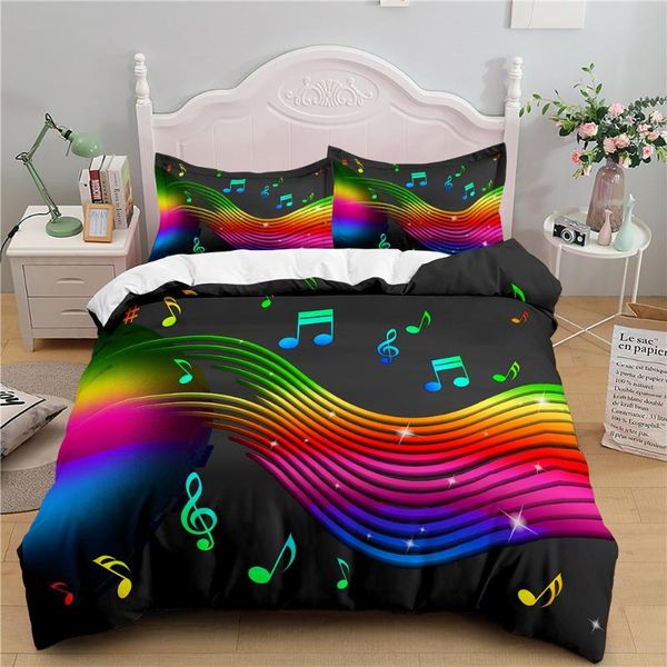 

bedding sets music note printed set 3d luxury bed comforters adults kids 2/3pcs duvet cover pillowcase twin  king size