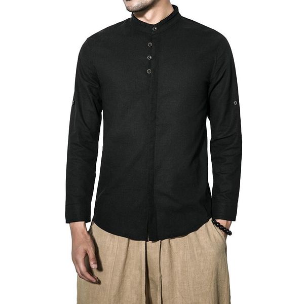 

mens clothing features shirts men casual jeans shirt 2021 personality cotton linen slim fit long sleeve male men's, White;black