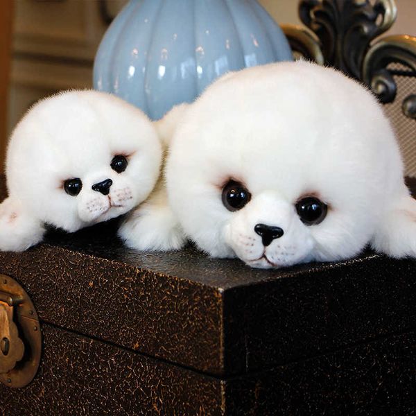 Dropshipping Soft Cute Seals Peluche Sea World Animal Sea Lion Peluche Bambola di pezza Regalo di compleanno per bambini Regalo per ragazze Bianco Q0727