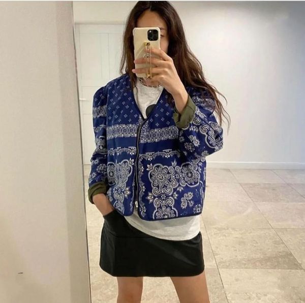 

women's jackets women jacket 2021 early autumn ethnic style printed puff sleeve pocket decorated two-sided, Black;brown