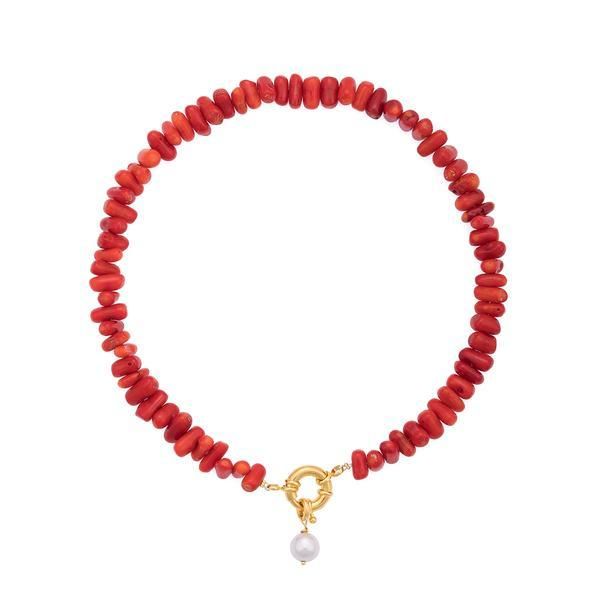 

pendant necklaces necklace golden yellow ziplock coral natural stone elegant combine vintage red handmade, Silver