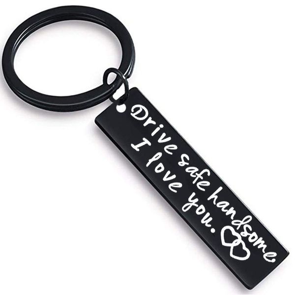 

keychains black color drive safe handsome keychain custom engrave keyring letter i need you here with me for couples men women, Silver