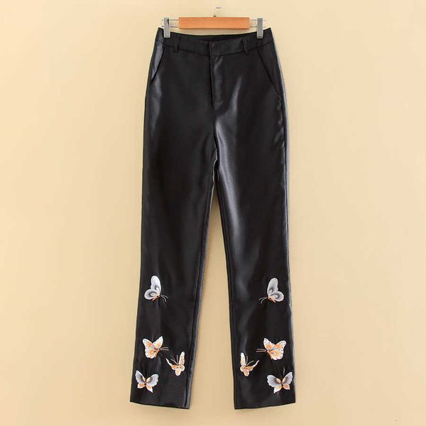 

women's pants & capris mill embro high-end women floral slim vintage royal embroidery lady beautiful autumn trousers female s-xxl idba, Black;white