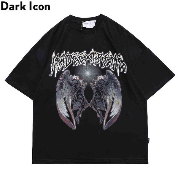 

printed oversized hip hop t-shirt men women summer short sleeved cotton tee shirts streewear clothing 210603, White;black