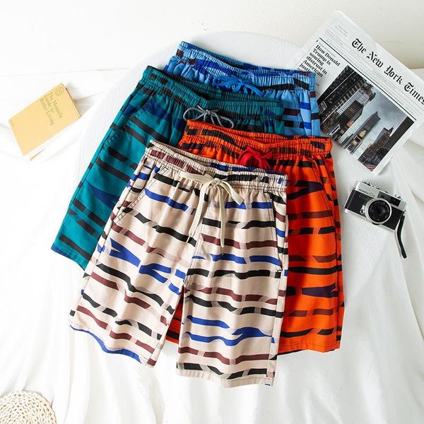 

summer men's shorts loose beach pants casual, White;black