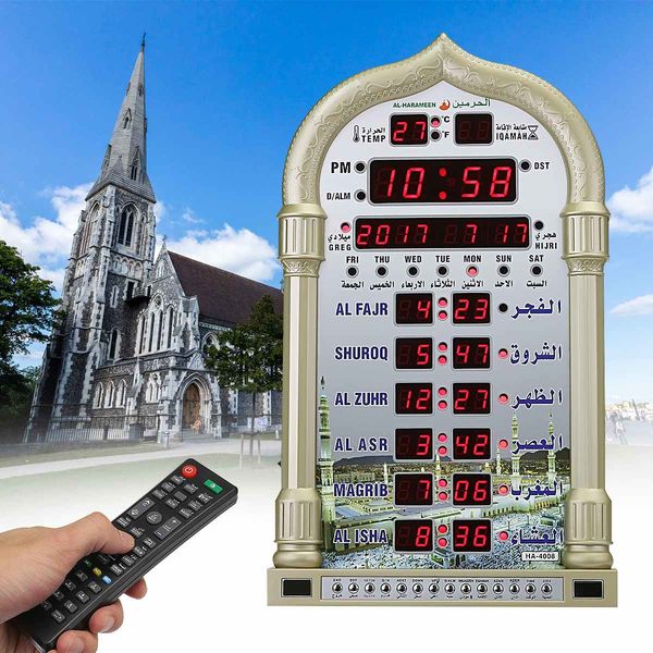 

Azan Mosque Prayer Cock Isamic Mosque Caendar Musim Prayer Wa Cock Aarm Ramadan Home Decor + Remote Contro(Not battery)