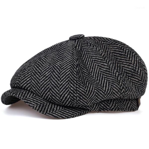 

berets fashion wool sboy caps mens herringbone flat women men british painters hats soft autumn winter casquette, Blue;gray