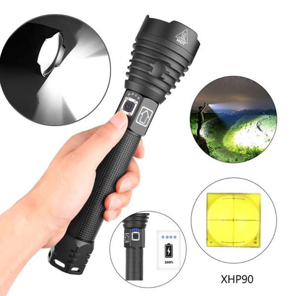 

super powerful led aluminum alloy xhp90 torch taschenlampe linterna usb recargable #fs20 flashlights torches