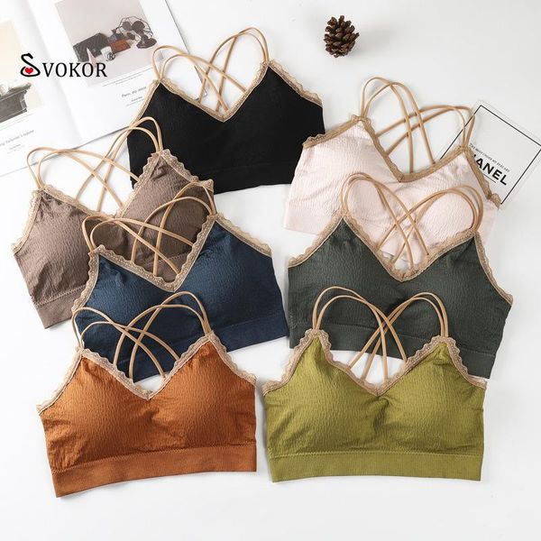 

seamless tube women cross-shoulder sling beautiful back v-neck underwear base crop camisoles & tanks, Black;white