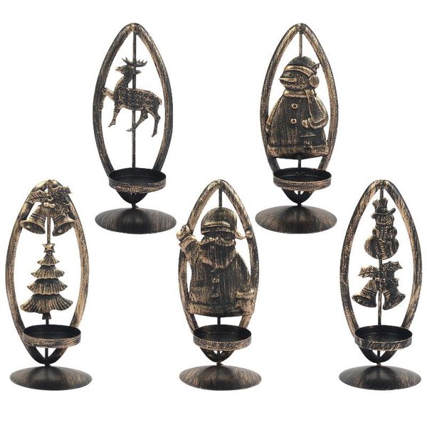 

candle holders retro iron holder for christmas decor santa snowman bell xmas candlestick deskdecoration ornaments candid