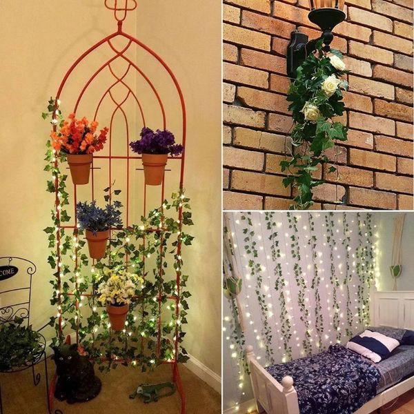 

decorative flowers & wreaths simulation vine green leaf air conditioner winding flower false grape plastic ceilingdecoration plant