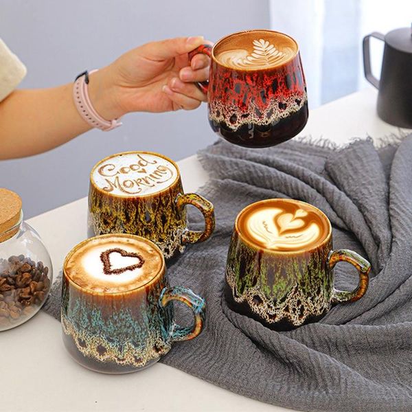

mugs 350ml ceramic mug corlorful kiln coffee cups with handle modern brief drinkware creative water milk flower tea cup