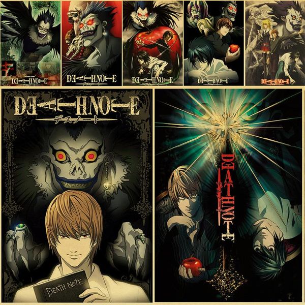 

paintings japanese classic anime death note retro poster vintage cool style kraft paper wall painting for home /room/bar decor