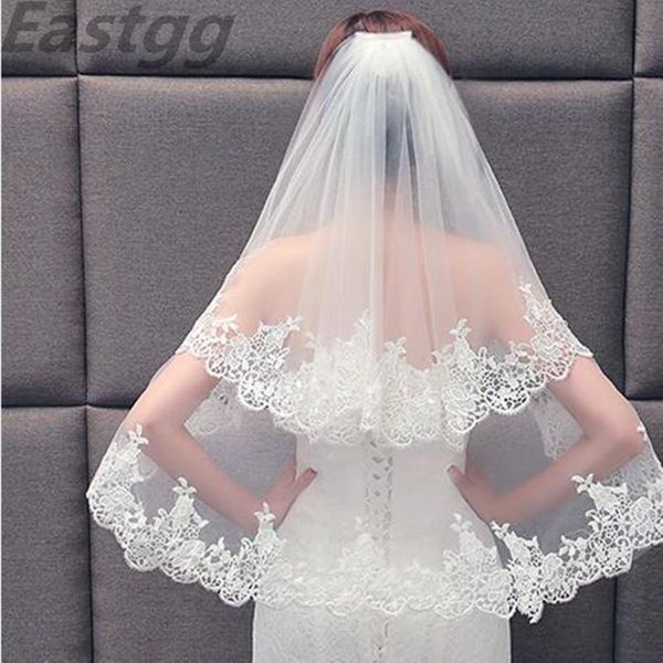 

bridal veils white ivory 2021 wedding veil lace fingertip long accessories voile with comb, Black