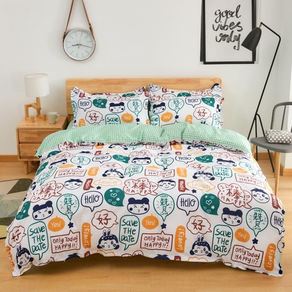 

bedding sets kawaii cartoon girl boy green comforter set cute luxury fashion king  twin size bed linen duvet cover gifts