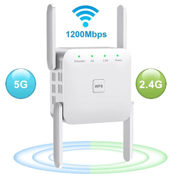 5g Wifi Repeater Wireless Router Extender 1200 Mbps Amplificatore Wi-Fi 802.11n Signal Booster a lungo raggio 2,4G router WiFi per laptop per telefono cellulare tablet PC