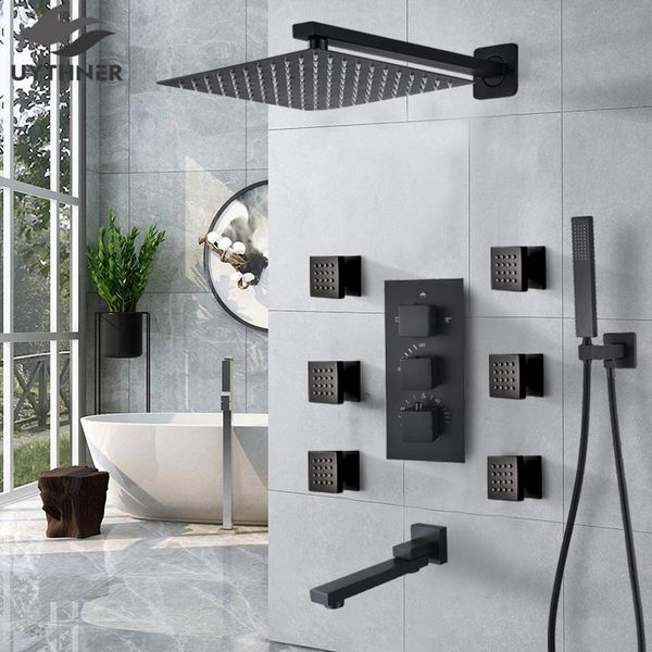 

bathroom shower sets luxury rainfall faucet thermostat valve mixers wall mounted thermostatic set with massage system bathtub