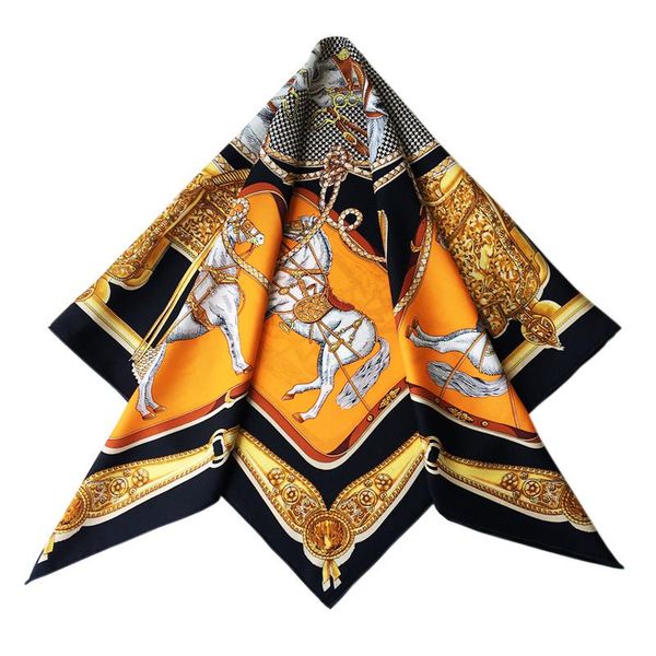 

scarves horse silk scarf hand rolled edges twill 90*90cm 100% mulberry-silk womens designer 90cm, Blue;gray