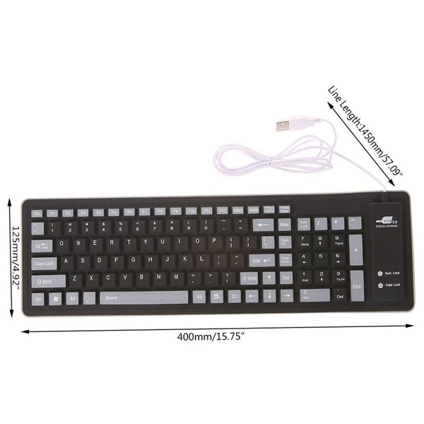 

foldable keyboard waterproof usb wired 103 keys silicone soft keyboards