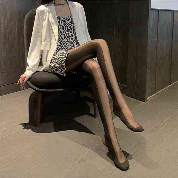 

socks zhang huimei' same leg socks black shadow stitching shows thin bottomed pantyhose arbitrary cut silk stockings, Red;black