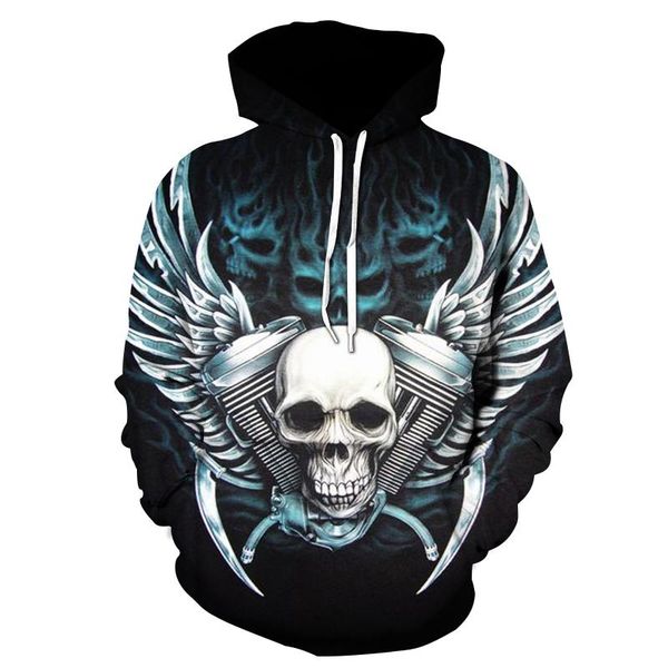 

men's hoodies & sweatshirts 2021 3d printed hoodie horror skull spring and autumn sports hip hop graphic streetwear male, Black
