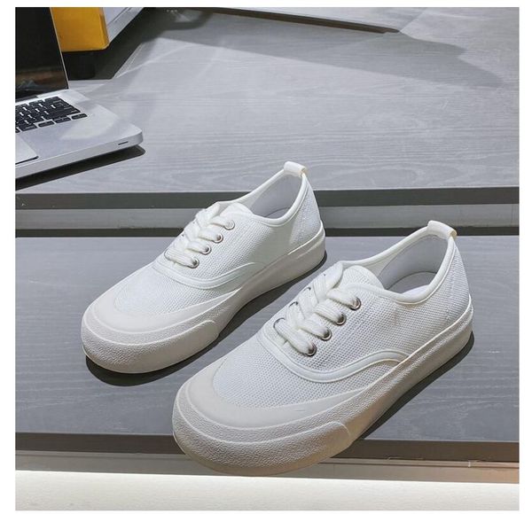 

womens cloth knitted mesh white shoes 2021 lace up summer breathable student cool casual sport flats comfortable shoes 2.5cm heel 35-39 size, Black