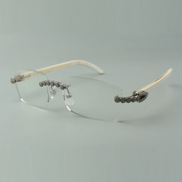 2022 doğal beyaz bufalo boynuzları gözlük çerçevesi 3524012 Unisex için lüks buket elmas ile, boyut: 56-36 -18-140mm