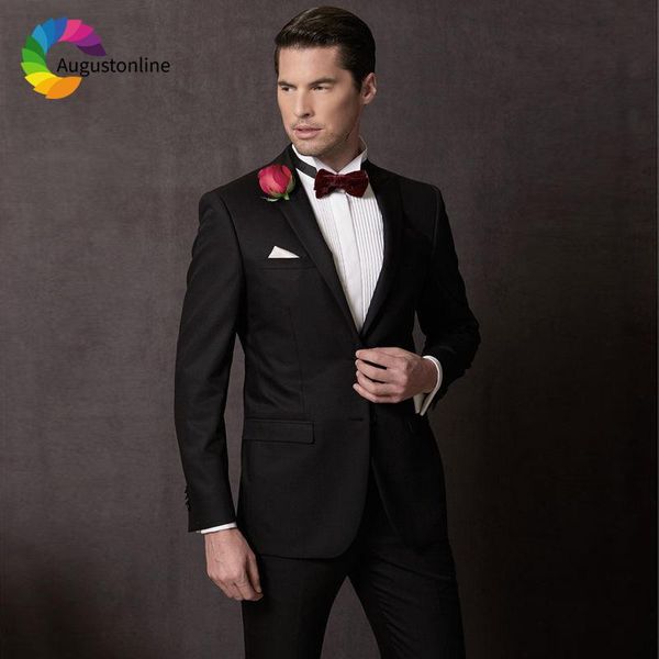 

black notched lapel men suits for wedding groom blazer slim fit casual prom tailor made tuxedo man 2 pieces costume men's & blazers, White;black