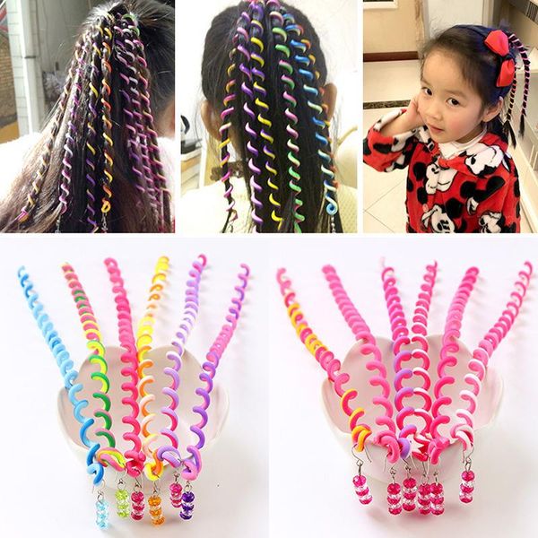 

[pack of 6] color braided hair ring girls curly tray tools twist braids little accessories headdress, Slivery;white