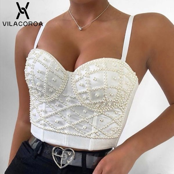 

corset gothic camisole women solid fashion high waist slim crop woman party temperament commute camisole female 210319, Black