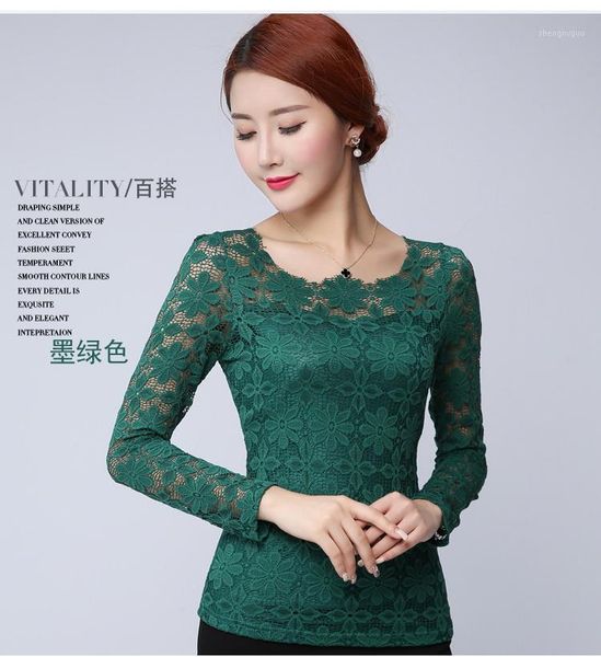 

hollow women blouse long-sleeved lace shirts plus size blusas femininas elegante 5xl mujer de moda 2021 women's blouses &, White